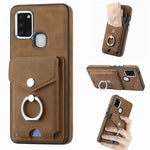 Cassa del telefono del portafoglio della carta dell'anello di cuoio di pelle-sensazione galvanica, For Samsung Galaxy A32 5G, For Samsung Galaxy A12 4G, For Samsung Galaxy A21S