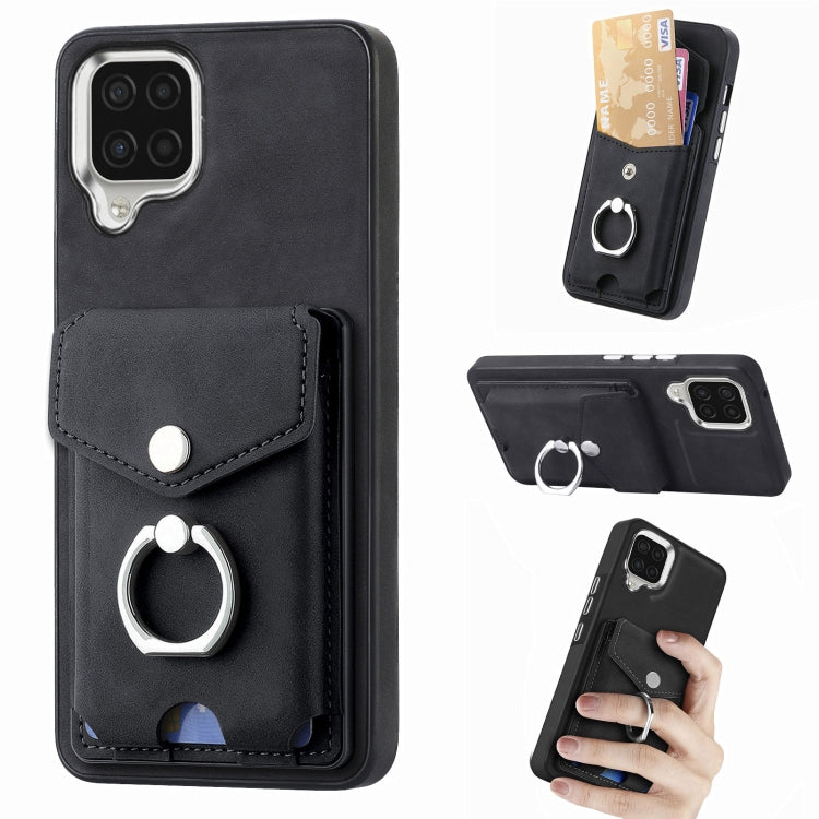 Cassa del telefono del portafoglio della carta dell'anello di cuoio di pelle-sensazione galvanica, For Samsung Galaxy S22 5G, For Samsung Galaxy A13 5G, For Samsung Galaxy A22 4G, For Samsung Galaxy A22 5G