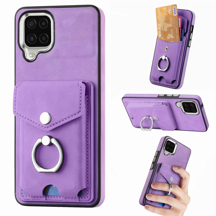 Cassa del telefono del portafoglio della carta dell'anello di cuoio di pelle-sensazione galvanica, For Samsung Galaxy S22 5G, For Samsung Galaxy A13 5G, For Samsung Galaxy A22 4G, For Samsung Galaxy A22 5G