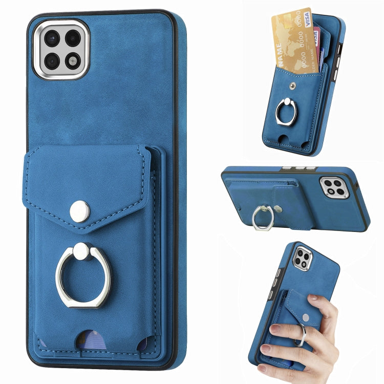 Cassa del telefono del portafoglio della carta dell'anello di cuoio di pelle-sensazione galvanica, For Samsung Galaxy S22 5G, For Samsung Galaxy A13 5G, For Samsung Galaxy A22 4G, For Samsung Galaxy A22 5G