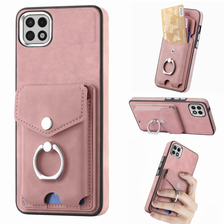 Cassa del telefono del portafoglio della carta dell'anello di cuoio di pelle-sensazione galvanica, For Samsung Galaxy S22 5G, For Samsung Galaxy A13 5G, For Samsung Galaxy A22 4G, For Samsung Galaxy A22 5G