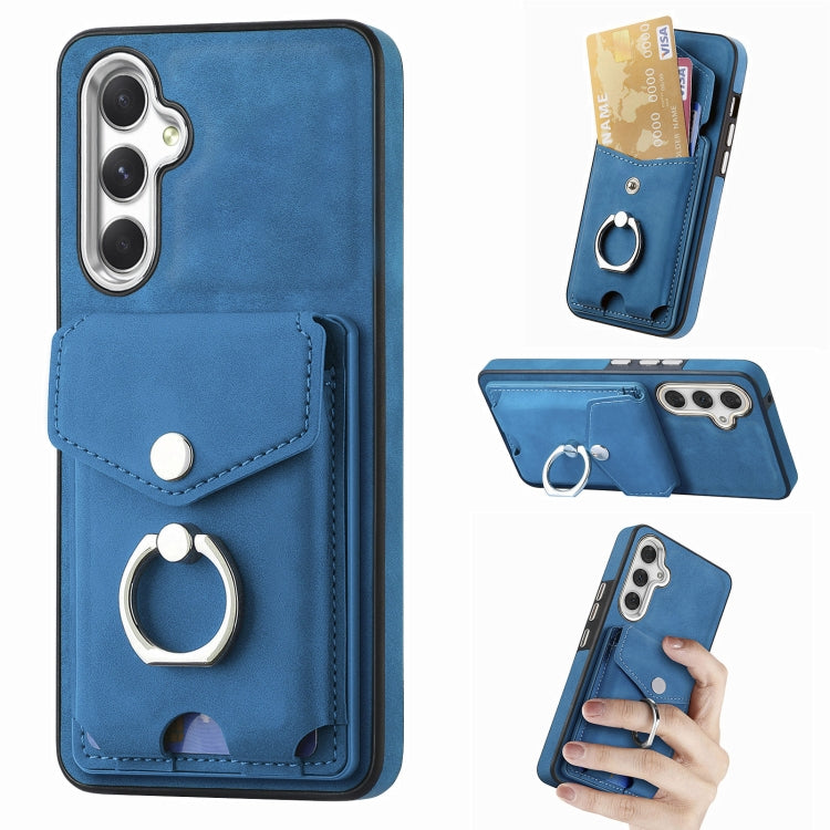 Cassa del telefono del portafoglio della carta dell'anello di cuoio di pelle-sensazione galvanica, For Samsung Galaxy A34 5G, For Samsung Galaxy A54 5G, For Samsung Galaxy S23 Ultra 5G, For Samsung Galaxy S23 5G
