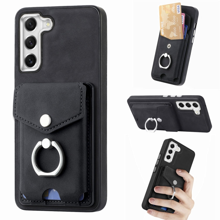 Cassa del telefono del portafoglio della carta dell'anello di cuoio di pelle-sensazione galvanica, For Samsung Galaxy S21 FE 5G, For Samsung Galaxy  A32 4G, For Samsung Galaxy A72, For Samsung Galaxy A52