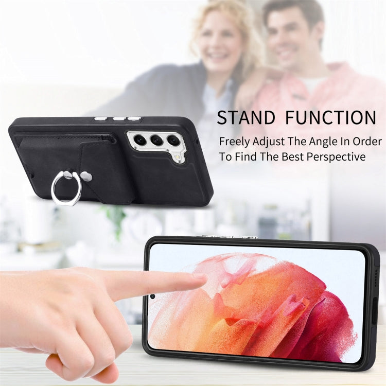 Cassa del telefono del portafoglio della carta dell'anello di cuoio di pelle-sensazione galvanica, For Samsung Galaxy S21 FE 5G, For Samsung Galaxy  A32 4G, For Samsung Galaxy A72, For Samsung Galaxy A52