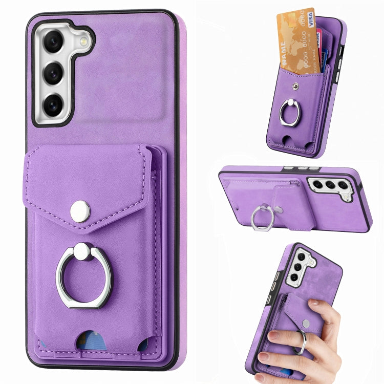 Cassa del telefono del portafoglio della carta dell'anello di cuoio di pelle-sensazione galvanica, For Samsung Galaxy S21 FE 5G, For Samsung Galaxy  A32 4G, For Samsung Galaxy A72, For Samsung Galaxy A52