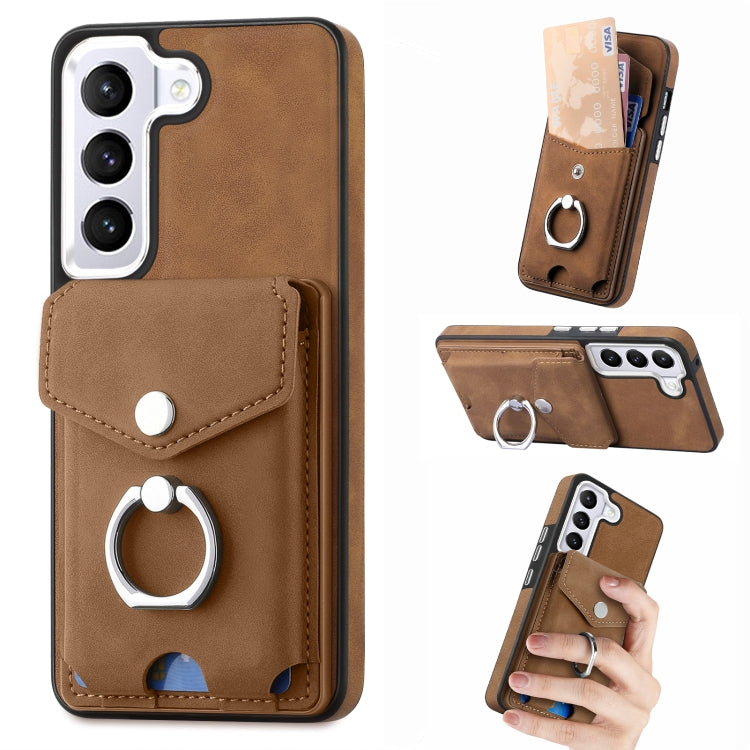 Cassa del telefono del portafoglio della carta dell'anello di cuoio di pelle-sensazione galvanica, For Samsung Galaxy S22 5G, For Samsung Galaxy A13 5G, For Samsung Galaxy A22 4G, For Samsung Galaxy A22 5G
