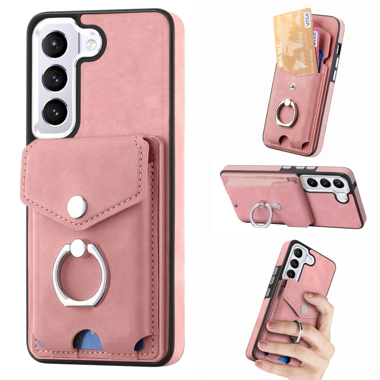Cassa del telefono del portafoglio della carta dell'anello di cuoio di pelle-sensazione galvanica, For Samsung Galaxy S22 5G, For Samsung Galaxy A13 5G, For Samsung Galaxy A22 4G, For Samsung Galaxy A22 5G