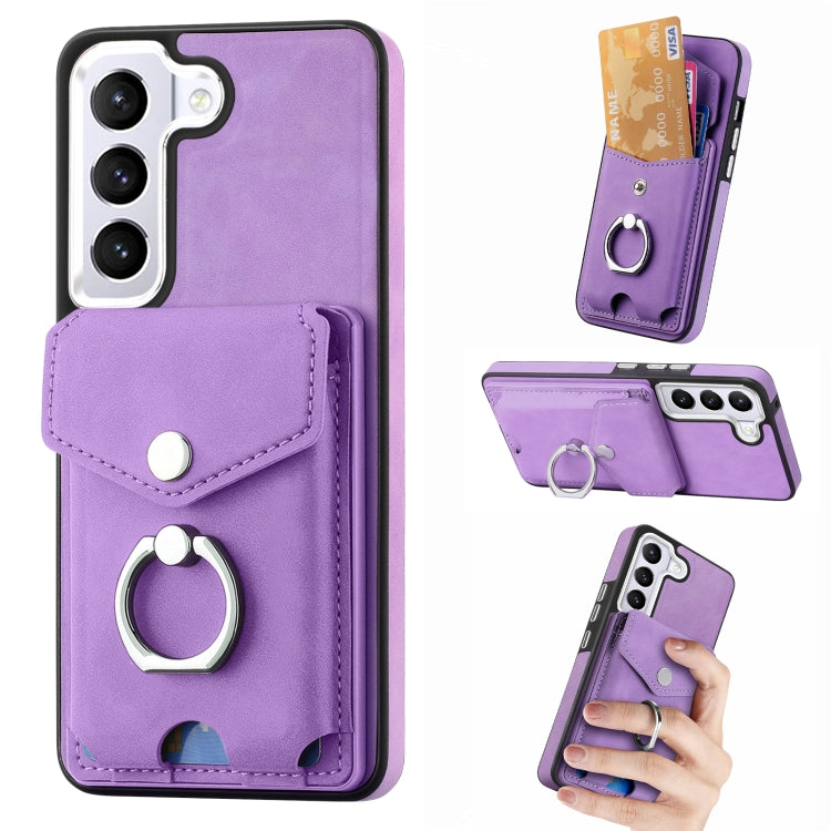 Cassa del telefono del portafoglio della carta dell'anello di cuoio di pelle-sensazione galvanica, For Samsung Galaxy S22 5G, For Samsung Galaxy A13 5G, For Samsung Galaxy A22 4G, For Samsung Galaxy A22 5G