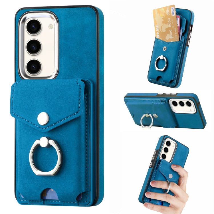 Cassa del telefono del portafoglio della carta dell'anello di cuoio di pelle-sensazione galvanica, For Samsung Galaxy A34 5G, For Samsung Galaxy A54 5G, For Samsung Galaxy S23 Ultra 5G, For Samsung Galaxy S23 5G