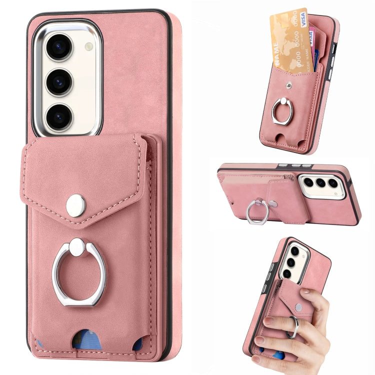 Cassa del telefono del portafoglio della carta dell'anello di cuoio di pelle-sensazione galvanica, For Samsung Galaxy A34 5G, For Samsung Galaxy A54 5G, For Samsung Galaxy S23 Ultra 5G, For Samsung Galaxy S23 5G