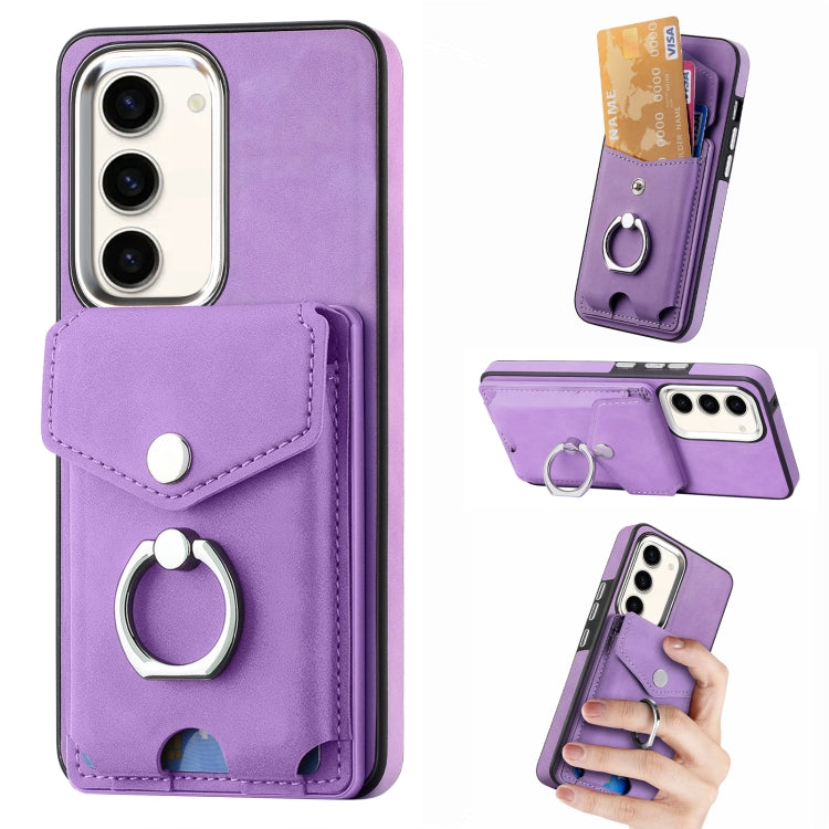 Cassa del telefono del portafoglio della carta dell'anello di cuoio di pelle-sensazione galvanica, For Samsung Galaxy A34 5G, For Samsung Galaxy A54 5G, For Samsung Galaxy S23 Ultra 5G, For Samsung Galaxy S23 5G