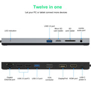 Wavlink UMD03 Adattatore triplo display Type-C Hub Docking station 12 in 1, UMD03