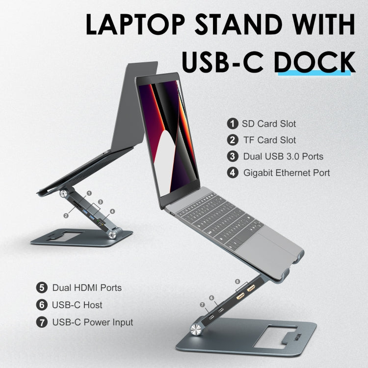 Docking station USB-C regolabile in alluminio Wavlink UMD07
