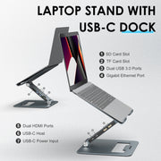 Docking station di tipo C per laptop ergonomico portatile regolabile in alluminio Wavlink UMD07