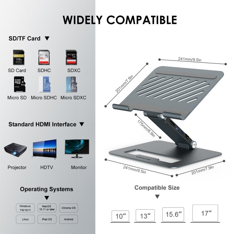 Docking station USB-C regolabile in alluminio Wavlink UMD07