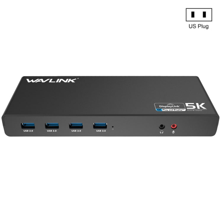 Wavlink UG69DK1 Docking station HDMI Gigabit Ethernet video USB 3.0 con doppio display Type-C da 5K, US Plug, EU Plug, UK Plug, AU Plug