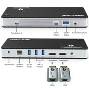 Wavlink UTD21H Docking station Thunderbolt 3 per ricarica host da 60 W Doppio display 4K Porte 11 in 1, US Plug, EU Plug, UK Plug