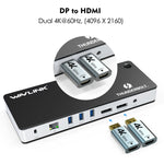 Wavlink UTD21H Docking station Thunderbolt 3 per ricarica host da 60 W Doppio display 4K Porte 11 in 1, US Plug, EU Plug, UK Plug
