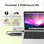 Wavlink UTE02 Thunderbolt 3 NVME M.2 Solid State Leather Metal SSD Box per disco rigido esterno, UTE02