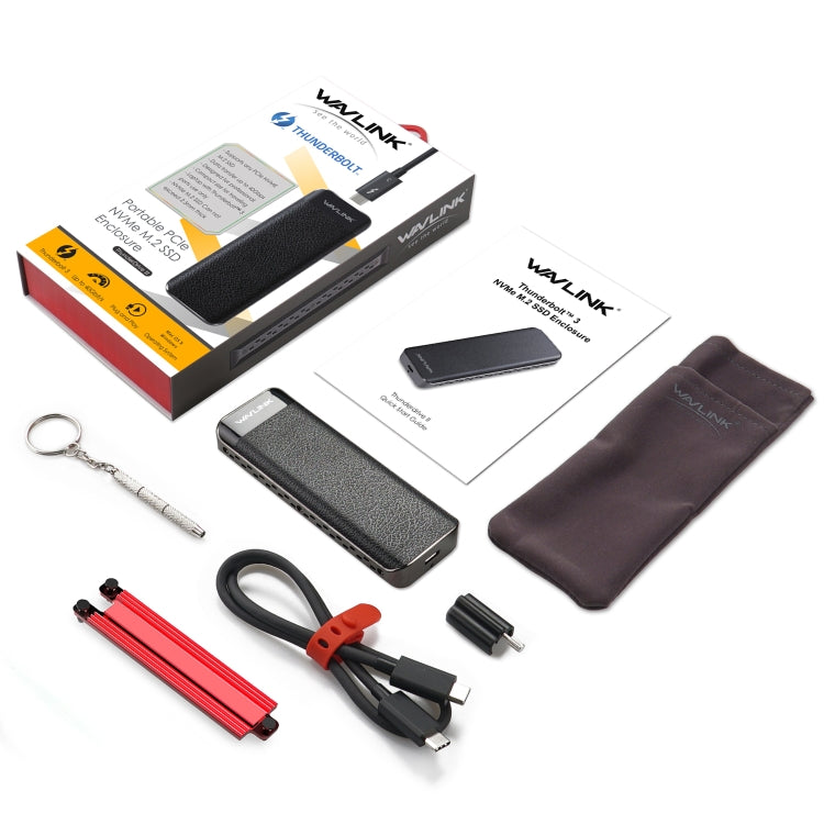 Wavlink UTE02 Thunderbolt 3 NVME M.2 Solid State Leather Metal SSD Box per disco rigido esterno, UTE02