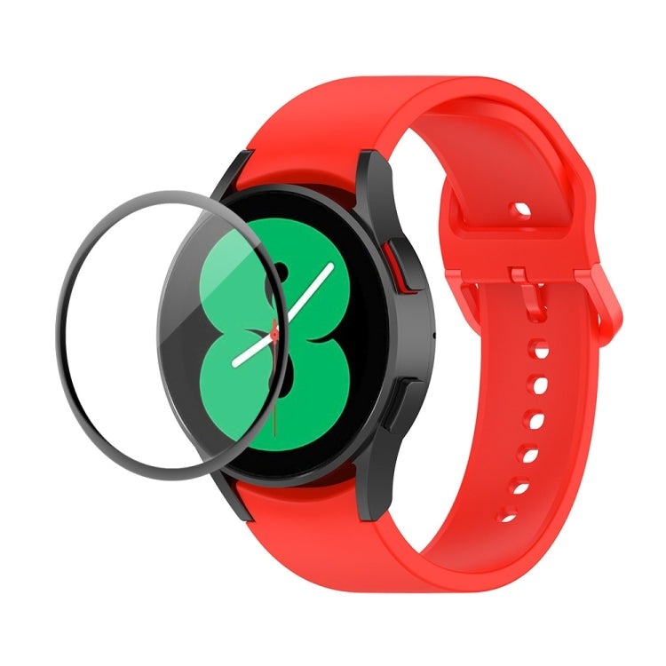 JUNSUNMAY cinturino regolabile in silicone + kit protezione schermo PMMA a copertura totale, For Samsung Galaxy Watch4 40mm