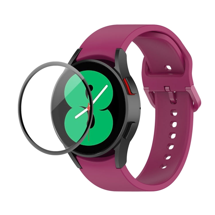 JUNSUNMAY cinturino regolabile in silicone + kit protezione schermo PMMA a copertura totale, For Samsung Galaxy Watch4 44mm