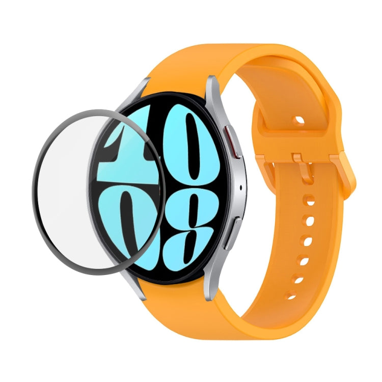 JUNSUNMAY cinturino regolabile in silicone + kit protezione schermo PMMA a copertura totale, For Samsung Galaxy Watch6 44mm