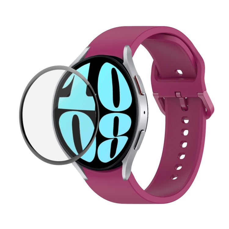 JUNSUNMAY cinturino regolabile in silicone + kit protezione schermo PMMA a copertura totale, For Samsung Galaxy Watch6 44mm