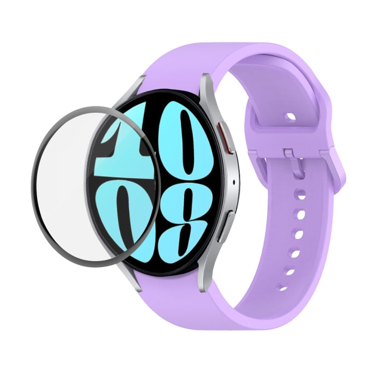 JUNSUNMAY cinturino regolabile in silicone + kit protezione schermo PMMA a copertura totale, For Samsung Galaxy Watch6 44mm