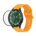 JUNSUNMAY cinturino regolabile in silicone + kit protezione schermo PMMA a copertura totale, For Samsung Galaxy Watch6 Classic 43mm