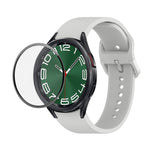 JUNSUNMAY cinturino regolabile in silicone + kit protezione schermo PMMA a copertura totale, For Samsung Galaxy Watch6 Classic 43mm