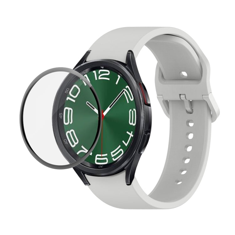JUNSUNMAY cinturino regolabile in silicone + kit protezione schermo PMMA a copertura totale, For Samsung Galaxy Watch6 Classic 43mm