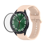 JUNSUNMAY cinturino regolabile in silicone + kit protezione schermo PMMA a copertura totale, For Samsung Galaxy Watch6 Classic 43mm