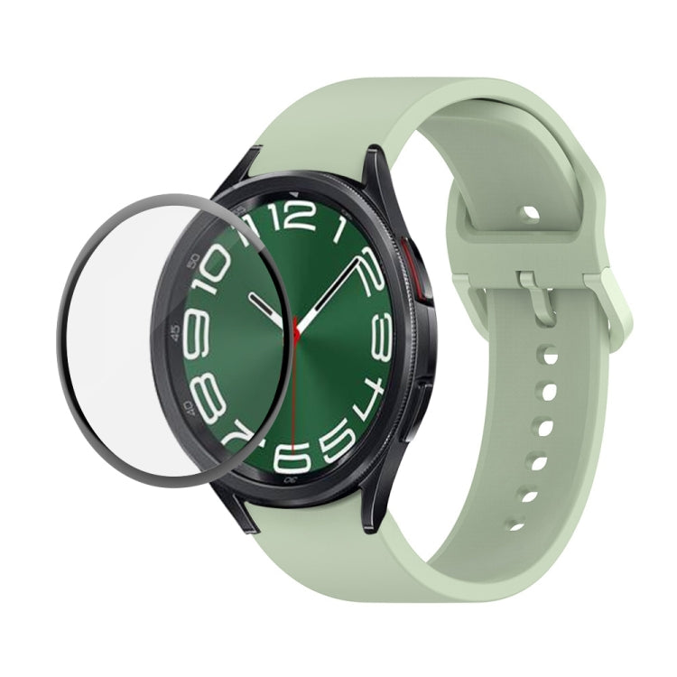 JUNSUNMAY cinturino regolabile in silicone + kit protezione schermo PMMA a copertura totale, For Samsung Galaxy Watch6 Classic 43mm