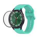 JUNSUNMAY cinturino regolabile in silicone + kit protezione schermo PMMA a copertura totale, For Samsung Galaxy Watch6 Classic 43mm