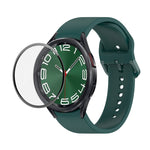 JUNSUNMAY cinturino regolabile in silicone + kit protezione schermo PMMA a copertura totale, For Samsung Galaxy Watch6 Classic 43mm