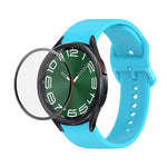 JUNSUNMAY cinturino regolabile in silicone + kit protezione schermo PMMA a copertura totale, For Samsung Galaxy Watch6 Classic 43mm