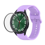 JUNSUNMAY cinturino regolabile in silicone + kit protezione schermo PMMA a copertura totale, For Samsung Galaxy Watch6 Classic 43mm