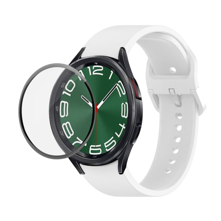 JUNSUNMAY cinturino regolabile in silicone + kit protezione schermo PMMA a copertura totale, For Samsung Galaxy Watch6 Classic 47mm