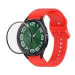 JUNSUNMAY cinturino regolabile in silicone + kit protezione schermo PMMA a copertura totale, For Samsung Galaxy Watch6 Classic 47mm