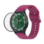 JUNSUNMAY cinturino regolabile in silicone + kit protezione schermo PMMA a copertura totale, For Samsung Galaxy Watch6 Classic 47mm