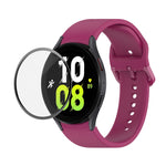 JUNSUNMAY cinturino regolabile in silicone + kit protezione schermo PMMA a copertura totale, For Samsung Galaxy Watch5 40mm