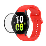 JUNSUNMAY cinturino regolabile in silicone + kit protezione schermo PMMA a copertura totale, For Samsung Galaxy Watch5 44mm