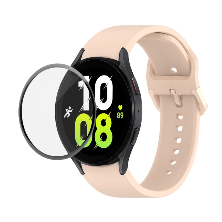 JUNSUNMAY cinturino regolabile in silicone + kit protezione schermo PMMA a copertura totale, For Samsung Galaxy Watch5 44mm