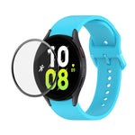 JUNSUNMAY cinturino regolabile in silicone + kit protezione schermo PMMA a copertura totale, For Samsung Galaxy Watch5 44mm
