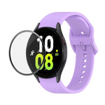 JUNSUNMAY cinturino regolabile in silicone + kit protezione schermo PMMA a copertura totale, For Samsung Galaxy Watch5 44mm