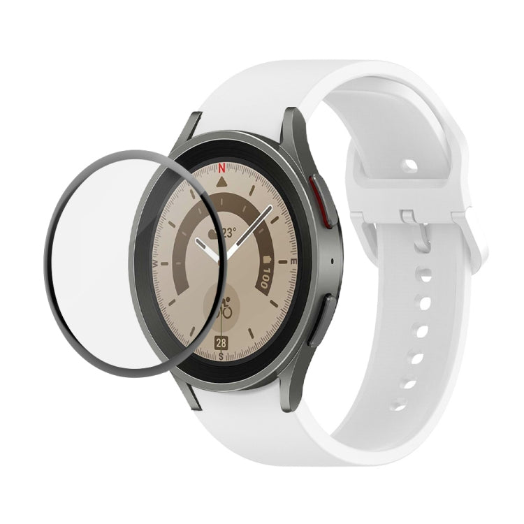JUNSUNMAY cinturino regolabile in silicone + kit protezione schermo PMMA a copertura totale, For Samsung Galaxy Watch5 Pro 45mm