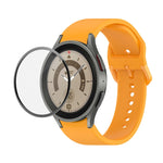 JUNSUNMAY cinturino regolabile in silicone + kit protezione schermo PMMA a copertura totale, For Samsung Galaxy Watch5 Pro 45mm