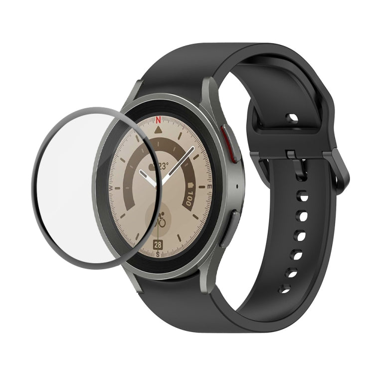 JUNSUNMAY cinturino regolabile in silicone + kit protezione schermo PMMA a copertura totale, For Samsung Galaxy Watch5 Pro 45mm