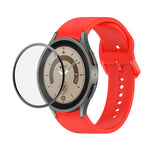 JUNSUNMAY cinturino regolabile in silicone + kit protezione schermo PMMA a copertura totale, For Samsung Galaxy Watch5 Pro 45mm